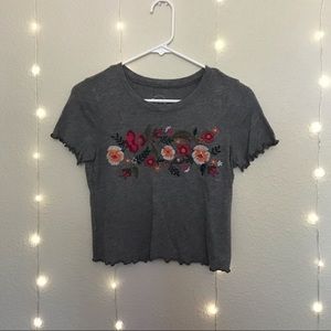 Embroidered Floral Crop Top NWOT